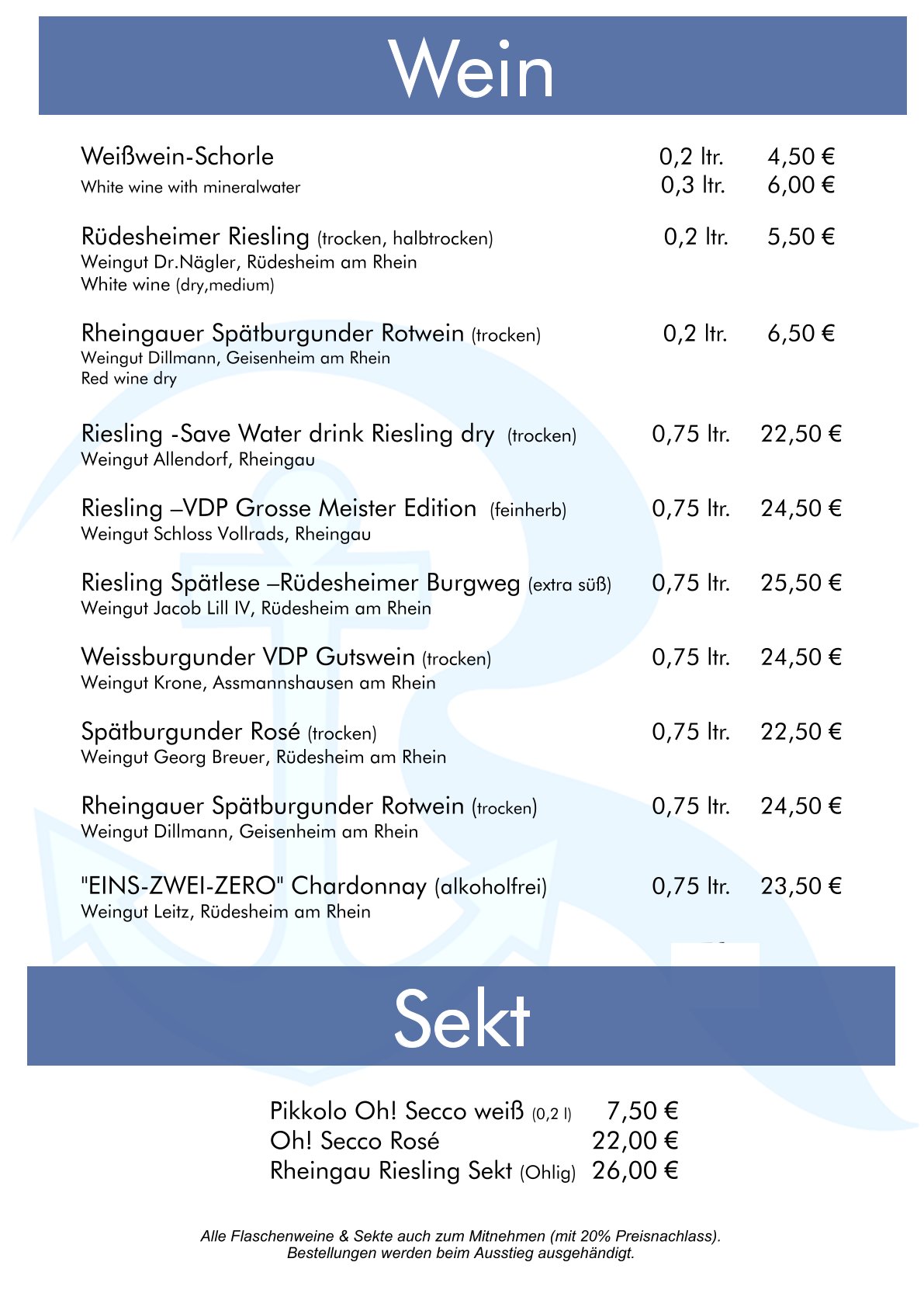 Getränkekarte